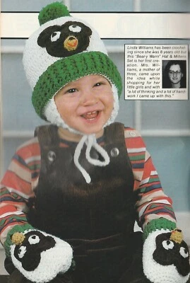 Toddler Bear Hat & Mittens Set - 2-3 yrs - Worsted Yarn - Crochet Pattern ONLY - Image 1 of 2
