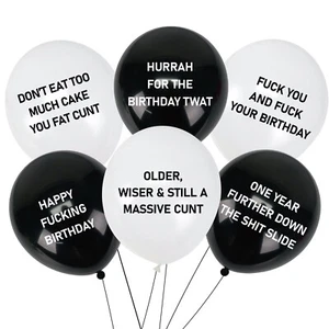 Brutal Birthday Balloons - x6 Pack Rude Offensive Swearing Latex Balloons - Picture 1 of 13