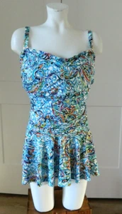 Nuevo con etiquetas Traje de baño Lauren Ralph Lauren cachemir de una pieza talla 22W con falda azul $145 - Imagen 1 de 9