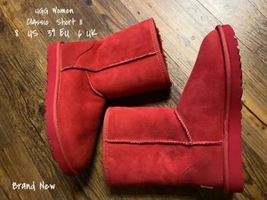 Brandneu UGG klassische kurze rote Lammfellstiefel für Damen - Größe 8 US, 39 EU neu - Bild 1 von 8