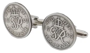 Argent Pièce Six Pence Hommes Anniversaire Cadeau An 1949 72 Ans Par Boutons - Picture 1 of 10