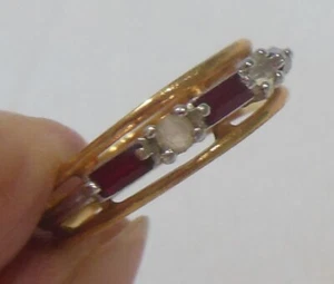 Arthur M Anderson 18K HGE Ring Red Baguettes & White Brilliant Stones Size 6½ - Picture 1 of 17