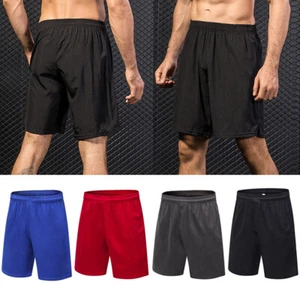 Men Solid Elastic Sports Shorts Fitness Running Training Cycling Quick Dry Pants - Picture 1 of 18