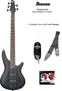 Ibanez SR305EB WK BLACK BASSO ELETTRICO 5 CORDE CON TRACOLLA + SET CORDE + CAVO - Foto 1 di 9