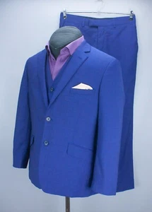 Tuta Ted Baker rialzata 3 pezzi uomo blu taglia giacca/gilet 38 S pantaloni 32 S - Foto 1 di 24
