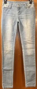 Blue Asphalt Skinny Jeans Juniors Size 1 Light Blue Denim Stretch Raw Wash - Picture 1 of 16