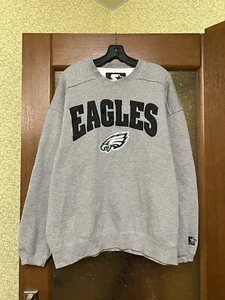RARE PHILADELPHIA EAGLES STARTER GRAY VINTAGE NFL COTTON MENS SWEATSHIRT SIZE L - Picture 1 of 6