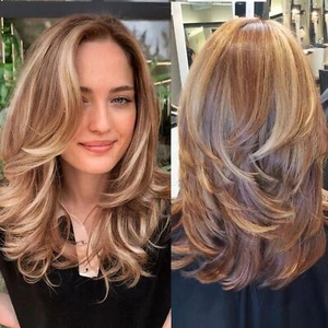 Layered Wig Blonde Layered Wigs Natural Wave Hair Wig for Women Daily Party 16" - Picture 1 of 7