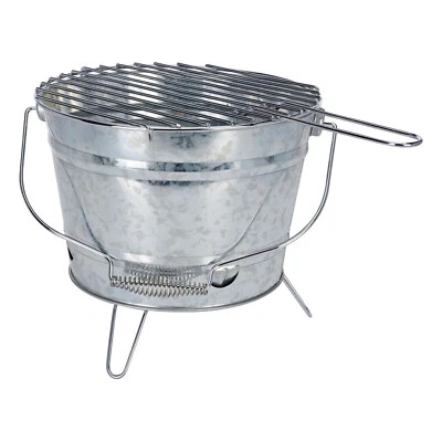 BBQ Zink Grilleimer Feuereimer Minigrill Picknickgrill tragbar Ø27xH22cm - Bild 1 von 4