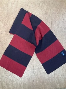 GAP Scarf Mens 100% Lambswool Sweater Red & Oxblood Striped 11" X 60" PREPPY - Picture 1 of 9