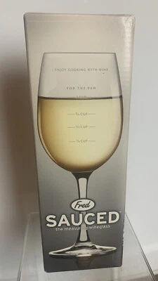 Fred MOLHO Cristal Medição Copo de Vinho Mordaça Presente Para o Chef - Imagem 1 de 4