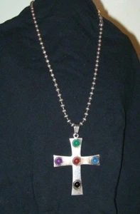 Men's & Women's 925 Sterling Silver Religious Cross Pendant & 18" Necklace 51G - Foto 1 di 10