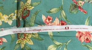 Village Orchid Cove Cotton Mid weight  Broadcloth  Aqua Blue Floral  5 Yds 52”w - Picture 1 of 3