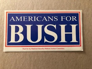 Vintage 1988-1992 Americans For Bush Campaign George Bush Sticker - Foto 1 di 2