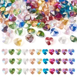 88 piezas de cuentas de vidrio electrochapado facetado con corazón artesanías para hacer joyas 10x10x6 mm - Imagen 1 de 8