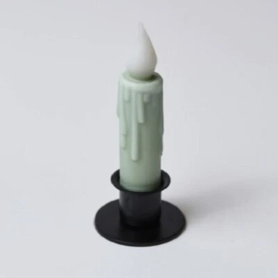 Country Primitive 4.5 英寸完好鼠尾草电池供电锥形蜡烛 6 小时计时器 — 第 1/2 张图片