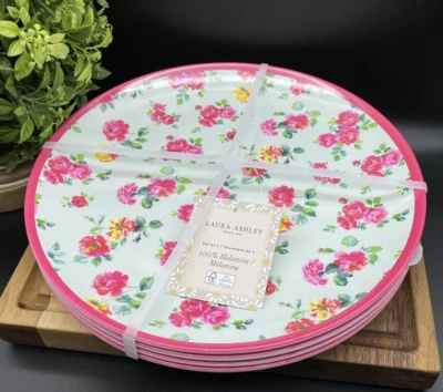 Platos de Cena LAURA ASHLEY Melamina Rosa y Amarillo Rosas 11" (JUEGO DE 4) NUEVOS Foto 1 de 4
