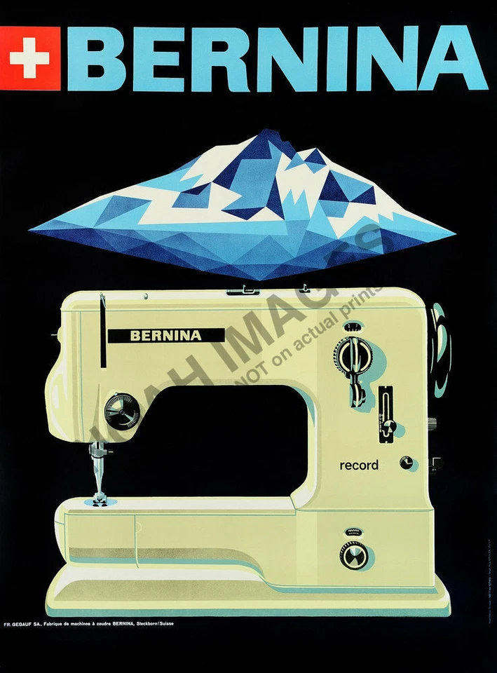 Bernina vintage swiss sewing machine poster 12x16