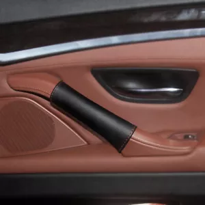 Passenger side Black Leather Door Panel Handle Pull Cover For BMW 5er F10 F18 - Bild 1 von 4
