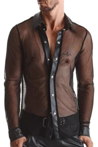 Mens See Through Cluwear Shirt with Studs - Picture 1 of 7