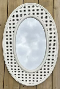 Faux Cane 30” X 20” Oval Mirror 4.5” Wide Frame Vintage Plastic - Picture 1 of 5