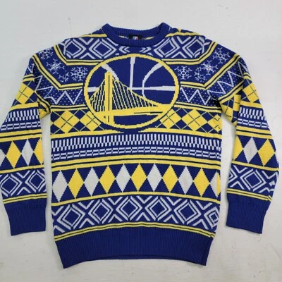 NBA Golden State Warriors Winter Theme Ugly Christmas Sweater Cotton Men's Sz M - Image 1 of 4