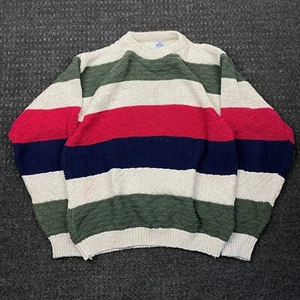 Vintage Cambridge Classics Multi Knit Sweater Grandpa Fisherman Striped M USA - Picture 1 of 9