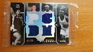 2006-07 Corey Maggette Paul Davis UD negro cubierta superior parche doble camiseta 41/50 - Imagen 1 de 2