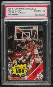 1988 Fournier Estrellas Michael Jordan (Rules Card) PSA 10 GEM MINT HOF