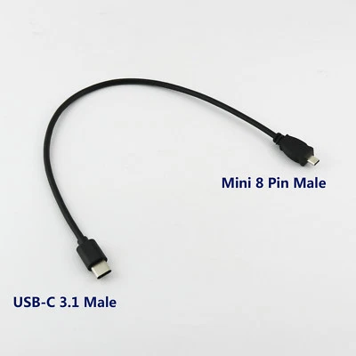1x 30cm Type C Male to MINI 8 Pin Male USB 2.0 OTG Cable For Nikon Camera 30cm - Image 1 of 4