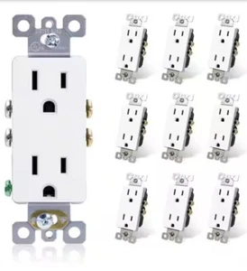 Leviton Decora 15 amps 125 volt White Outlet 5-15R 10 pk - Picture 1 of 3