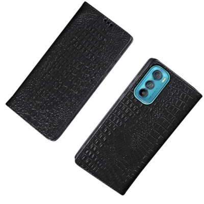 Genuine Leather 3D Crocodile Pattern Flip Case For Motorola Magnetic Cover - Image 1 of 4