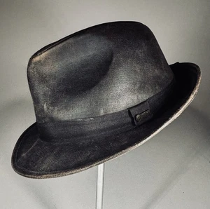 Outback Trading Co. Glenwood Lederoptik Canvas Fedora Hut M braun distressed - Bild 1 von 7