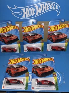 LOT OF (5) LAMBORGHINI HURACAN LP 620-2 SUPER TROFEO HOT WHEELS,2024 Q CASE,RED! - Picture 1 of 6