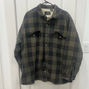 Red Head Men's Plaid Sherpa Lined Long Sleeve Green Black Button Up 2XL - Picture 1 of 15
