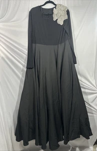 NUEVO CON ETIQUETAS MAC DUGGAL [ 16 ] 11832 Vestido de Baile Manga Larga Tafetán 3D Flor Negro S1909 - Imagen 1 de 11