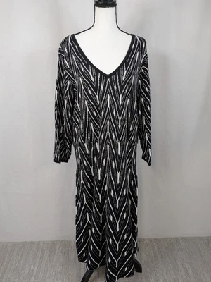 Lane Bryant плюс размер 26/28 вязаный свитер платье с длинным рукавом черный шеврон A037 - Изображение 1 из 4