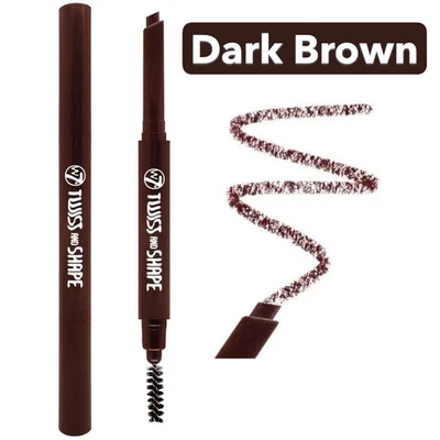 W7 Twist and Shape Eye Brow Pencil with Comb - DARK BROWN  - Image 1 of 4