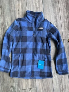 NWT- Columbia Jacket Boys’ Blue Plaid Zing III Printed Fleece Size Youth Large - Picture 1 of 8