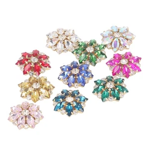 10pcs Flower Shape Rhinestone Buttons DIY Sew On Rhinestone Buttons For Crafts C - Picture 1 of 12
