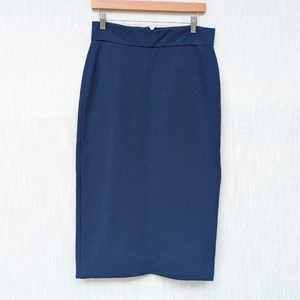 Falda midi lápiz recta azul oscuro Armani Collezioni, talla IT44/US10 - Imagen 1 de 10