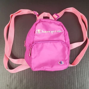 Champion Mini Backpack Adjustable Nylon Berry Pink Small Travel Purse Logo - Picture 1 of 10