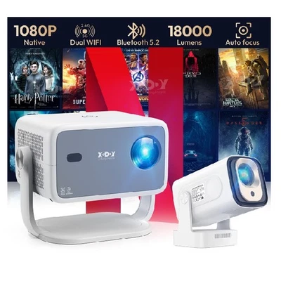XGODY 4K FHD 18000LMS LED Projector 1080P Home Theater WiFi Bluetooth Android TV - Image 1 of 3