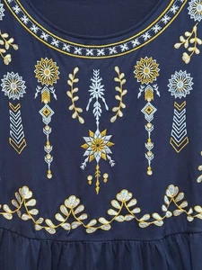 Blusa Bloomchic 28 pullover floreale boho hippie azteco ricamato babydoll fata - Foto 1 di 14