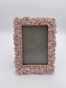 Romantic Shabby Chic White Rose 5 x 7 Picture Frame Freestanding Resin - Picture 1 of 3