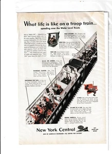Original 1943 New York Central Magazine Ad "What Life is Like on a Troop Train" - Picture 1 of 1
