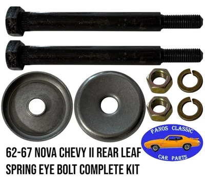 Kit de arandela de anclaje de perno de ojo de resorte de hoja trasera 62-67 Nova Chevy II HECHO EN EE. UU. #394 Foto 1 de 4