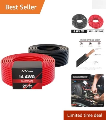 Flexible 50ft 14 AWG Low Voltage Wire - Red & Black for Auto Wiring Projects - Image 1 of 4