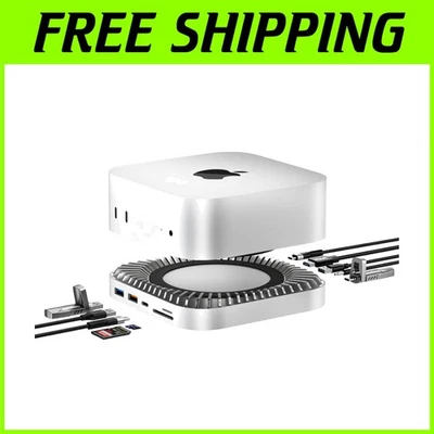 Elegant Aluminum Hub Dock for Mac Mini M4 Pro 2024 with 10Gbps Data Transfer - Image 1 of 4