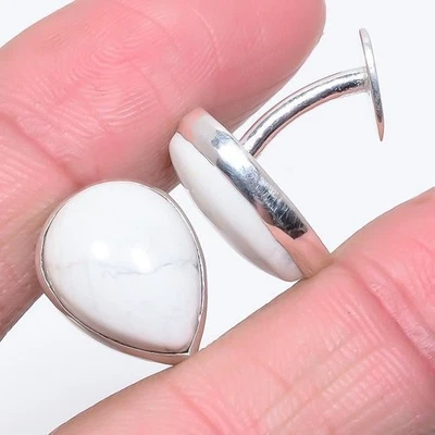 Gemelos American Howlite hechos a mano de plata de ley 925 para hombre T33 Foto 1 de 4